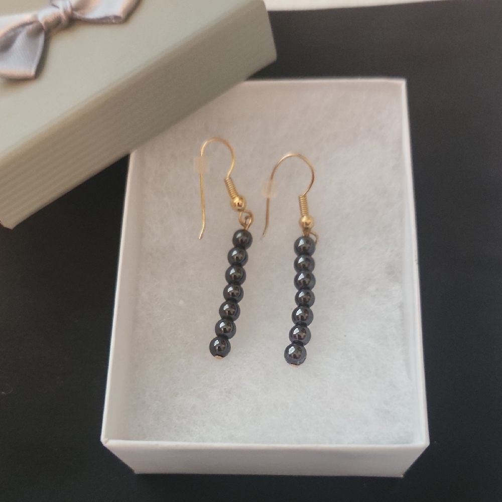 Elegant Black Beaded Earrings (A79)